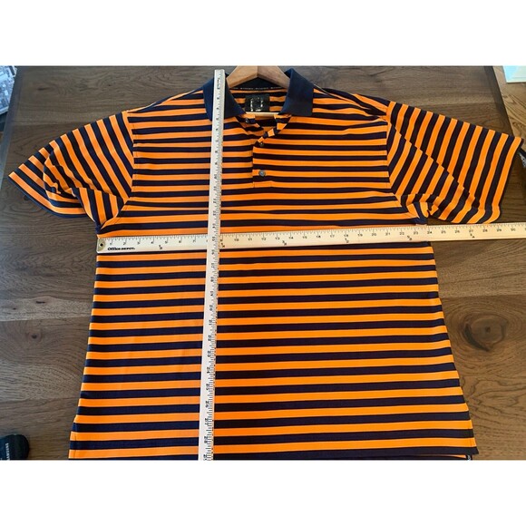 Footjoy Shirt Mens XL Golf Short Sleeve Polo Navy Orange Stripe Polo Rugby - Picture 6 of 8